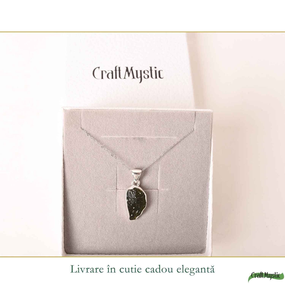 Colier Moldavit Brut Neuniform Argint 925 – Transformare si Claritate Interioara