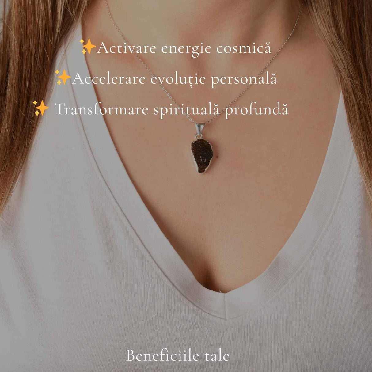 Colier Moldavit Brut Neuniform Argint 925 – Transformare si Claritate Interioara