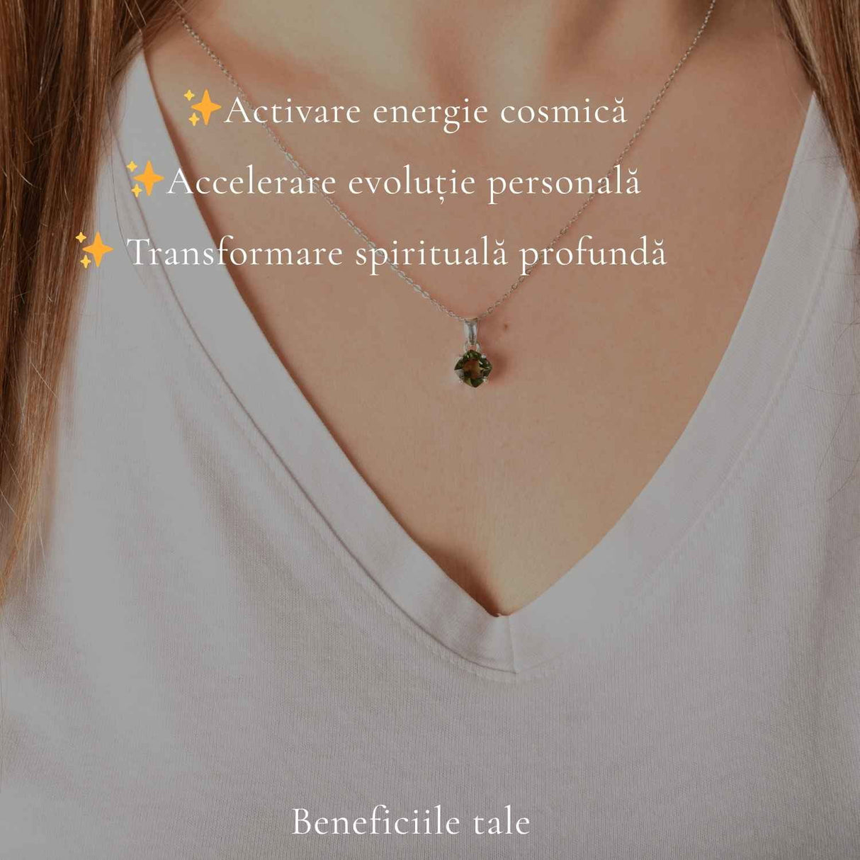 Colier Argint 925 cu Moldavit Fatetat Patrat – Claritate si Transformare