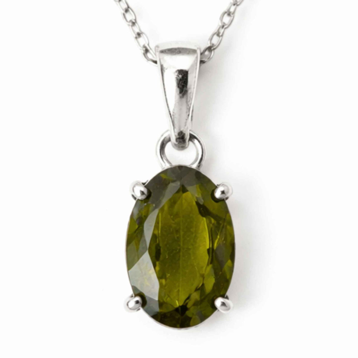 Colier Argint 925 cu Moldavit Fatetat Oval – Claritate si Transformare