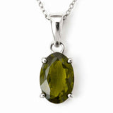 Colier Argint 925 cu Moldavit Fatetat Oval – Claritate si Transformare