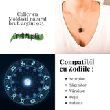 Colier Argint 925 cu Moldavit natural brut 2.2 g -sprijin discret pentru reflectie si calm