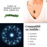 Colier Argint 925 cu Moldavit natural brut 2.9 g - echilibru emotional si prezenta in ritmul tau