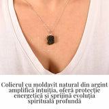 Colier Argint 925 cu Moldavit natural brut 2.2 g -sprijin discret pentru reflectie si calm