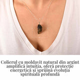 Colier Argint 925 cu Moldavit natural brut 2.8 g - simbol al schimbarii asumate si al echilibrului