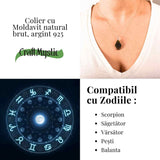 Colier Argint 925 cu Moldavit natural brut 2.9 g - prezenta, sens si spatiu pentru tine
