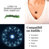 Colier Argint 925 cu Moldavit natural brut 2.7 g - claritate emotionala si conectare cu intentiile tale