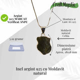 Colier argint 925 cu Moldavit natural brut 3.19 g - piatra energiei cosmice