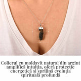 Colier Argint 925 cu Moldavit natural brut 2.7 g - Obiect cu Energie de Reannoire si Claritate Personala