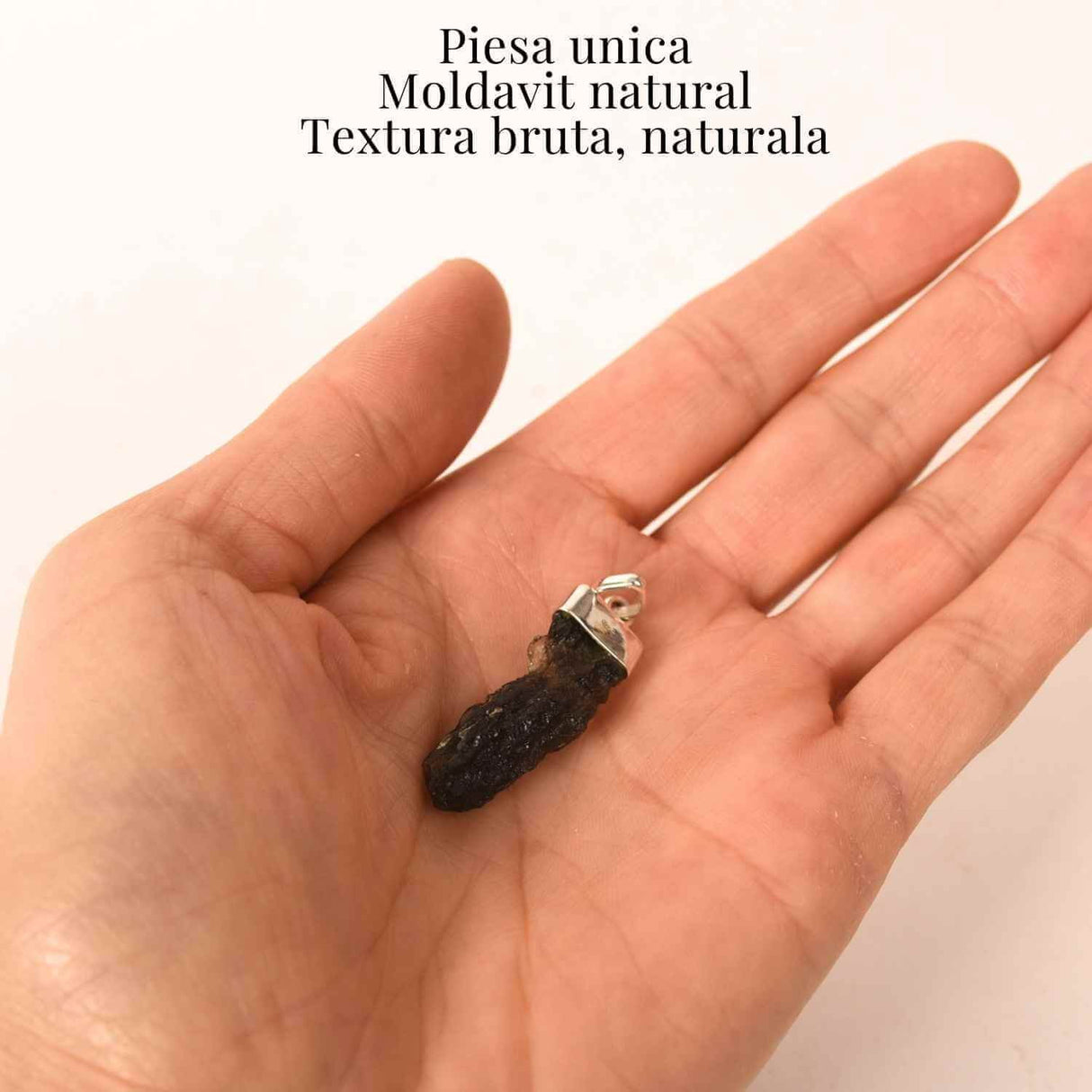 Colier Argint 925 cu Moldavit natural brut 2.7 g - Obiect cu Energie de Reannoire si Claritate Personala