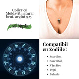 Colier Argint 925 cu Moldavit natural brut 2.6 g - Simbol al Schimbarii Conetiente si Echilibrului Emotional