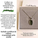 Colier Argint 925 cu Moldavit natural brut 2.76 g - piatra transformarii spirituale