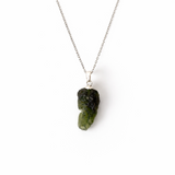 Colier Argint 925 cu Moldavit natural brut 2.3 g - talisman de transformare profunda