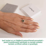 Inel argint 925 cu Moldavit natural forma neregulata 49-50/5 - Talisman de transformare spirituala