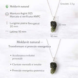 Colier Argint 925 cu Moldavit natural brut 2.3 g - talisman de transformare profunda
