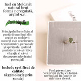 Inel argint 925 cu Moldavit natural forma neregulata 49-50/5 - Talisman de transformare spirituala