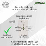 Colier argint 925 cu Moldavit natural fatetat lacrima - Claritate interioara si constiinta superioara
