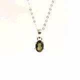 Colier argint 925 cu Moldavit natural fatetat Oval - Activare intuitiva si renastere spirituala