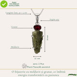 Colier argint 925 cu Moldavit si Chihlimbar Natural – Echilibru si Claritate Interioara