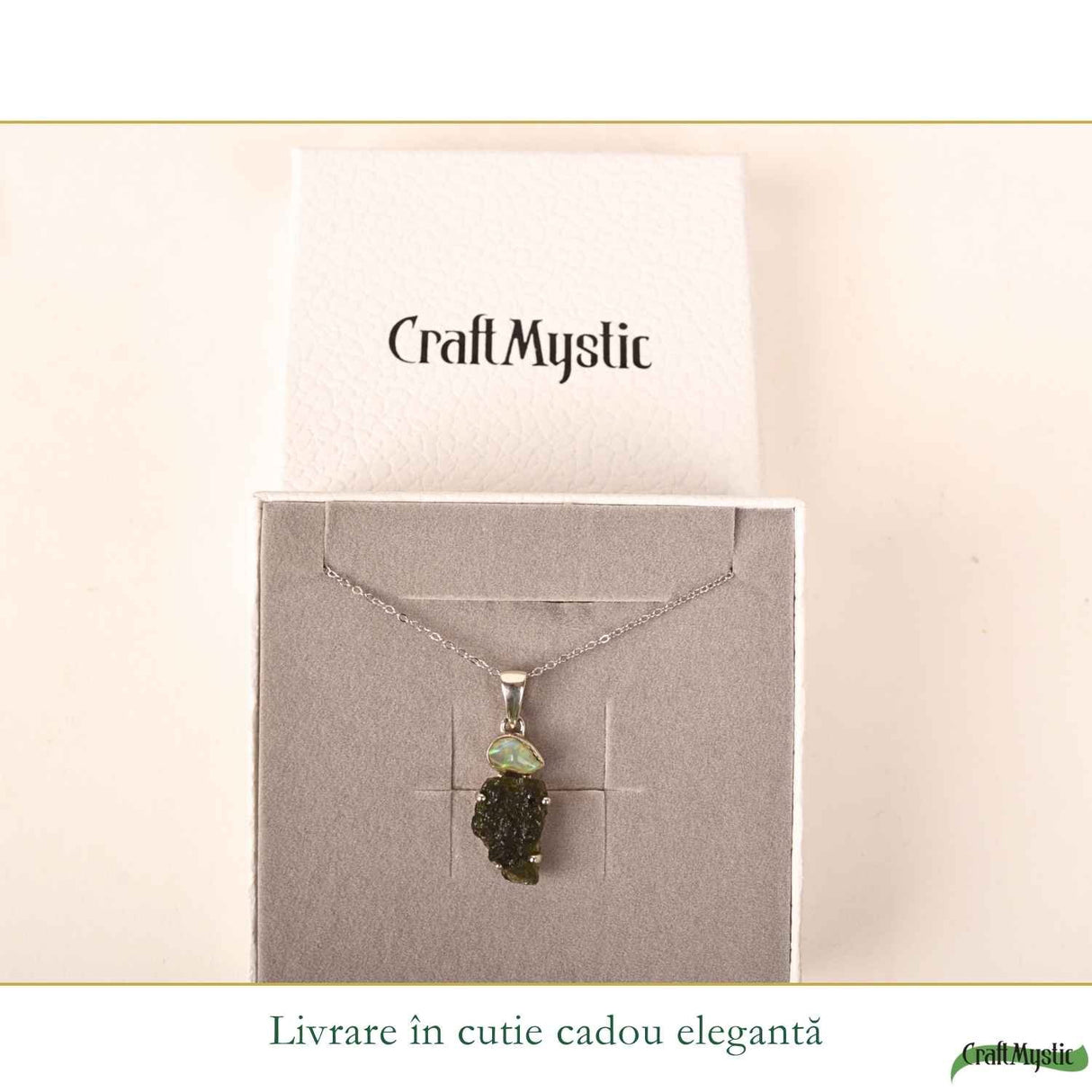 Colier Argint 925 cu Moldavit si Opal Etiopian – Intuitie si Transformare