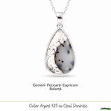 Colier Argint 925 cu Opal Dendritic Lacrima – Claritate si Echilibru Interior