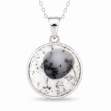 Colier Argint 925 cu Opal Dendritic Rotund – Echilibru si Claritate Naturala