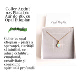 Colier cu lant inox si Opal Etiopian montura Argint 925 cu Aur 18K- Claritate si Intuitie