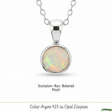 Colier Argint 925 cu Opal Etiopian Rotund – Energie Pozitiva si Claritate Interioara