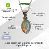 Colier argint 925 cu Opal Etiopian oval - Lumina care renaste din tine