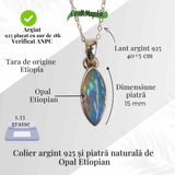 Colier argint 925 cu Opal Etiopian forma delica - Lumina sufletului in miscare