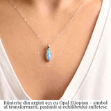 Colier argint 925 cu Opal Etiopian forma delica - Lumina sufletului in miscare