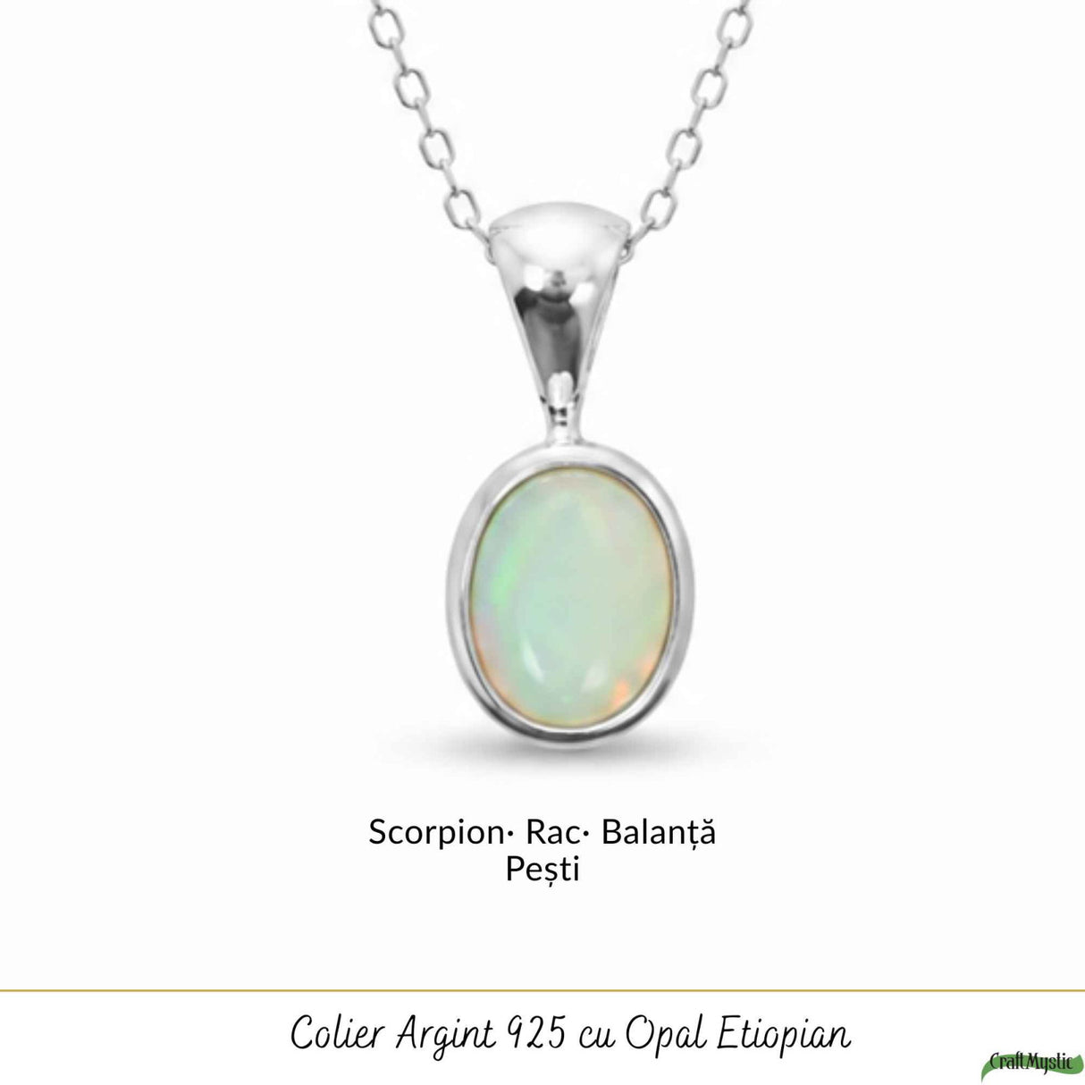 Colier Argint 925 cu Opal Etiopian Oval – Intuitie si Energie Pozitiva