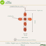 Colier argint 925 cu cruce din margele ovale si chihlimbar natural - Protectie si energie solara