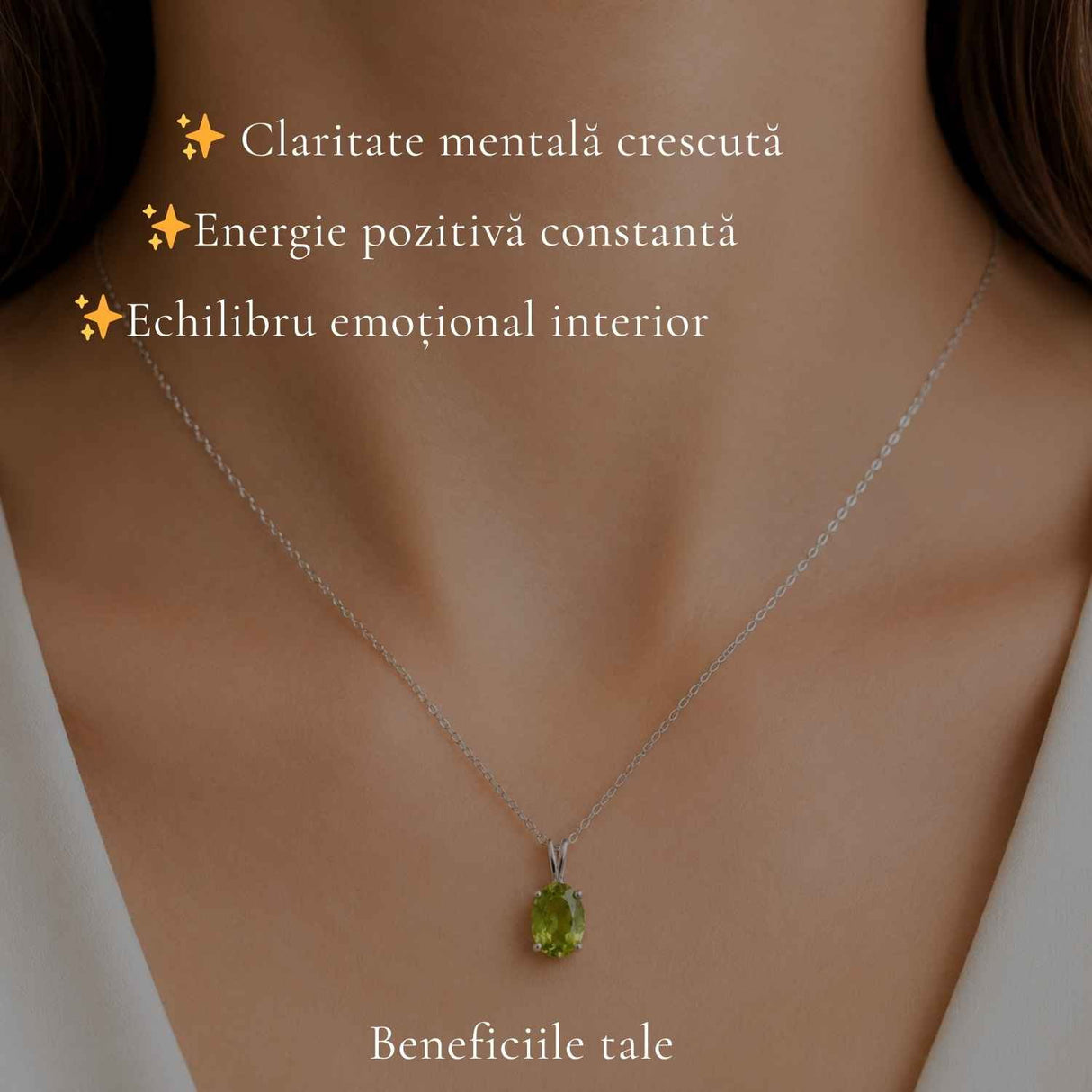 Colier Peridot Oval din Argint 925 – Prosperitate si Energie Pozitiva
