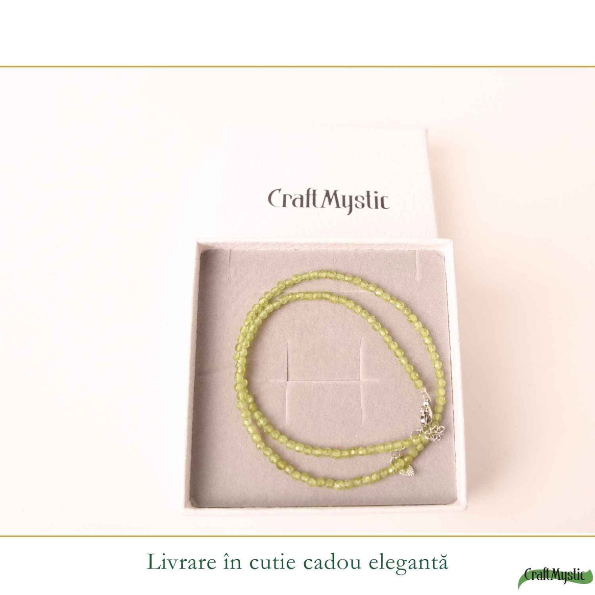 Colier Fin la Baza Gatului Tip Choker cu Peridot Fatetat 3 mm – Prospețime si Eleganta Naturala