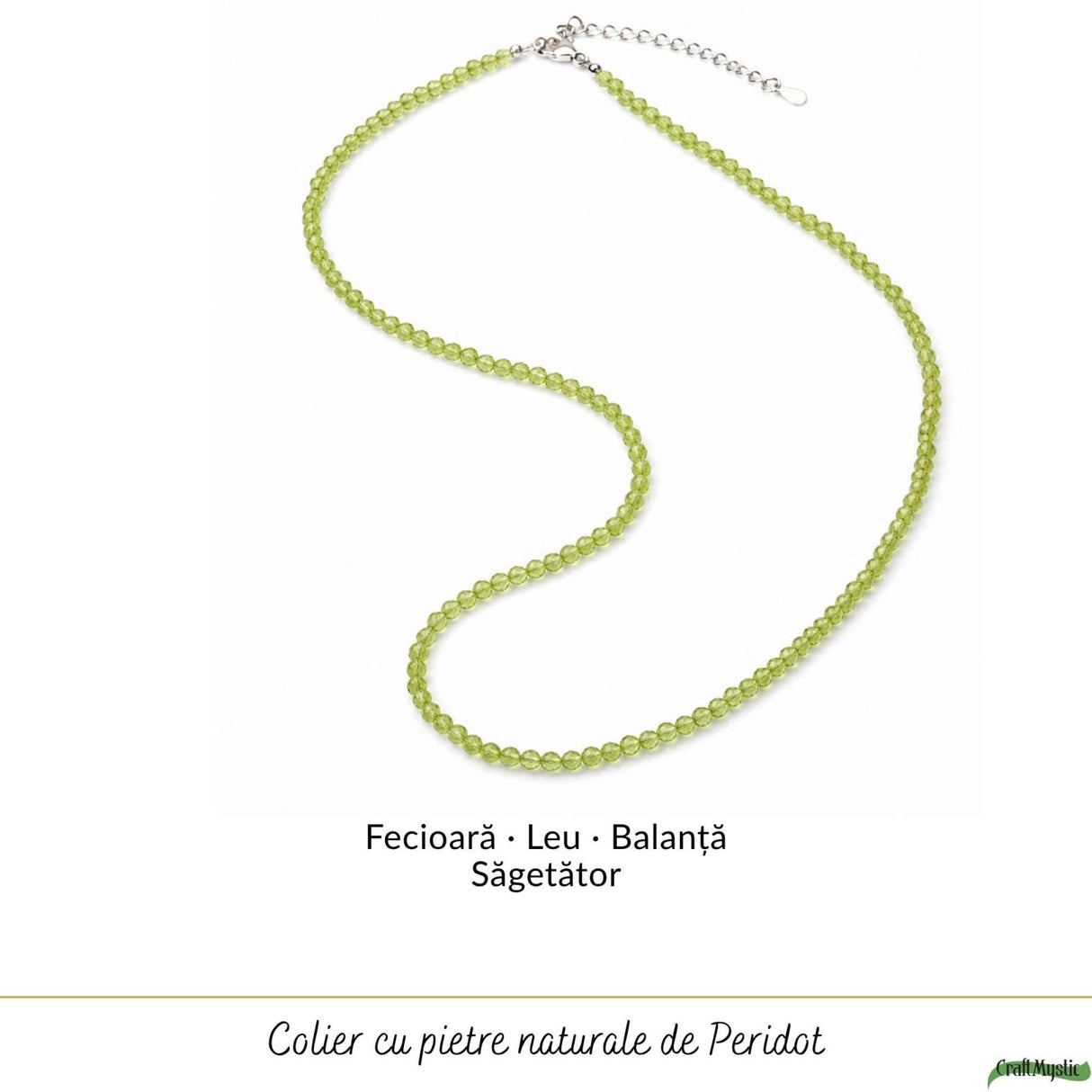 Colier Fin la Baza Gatului Tip Choker cu Peridot Fatetat 3 mm – Prospețime si Eleganta Naturala