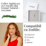 Colier Argint 925 cu Granat Natural in Forma de Cruce - Energie, Pasiune si Protectie Divina