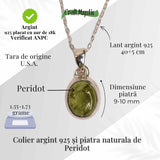Colier Argint 925 cu Peridot Natural Oval - Lumina Interioara si Energie Pozitiva