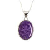 Colier Argint 925 cu Charoite Ovala - Transformare Spirituala si Curaj Interior