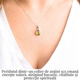 Colier Argint 925 cu Peridot Natural in Forma de Lacrima - Lumina, Vindecare si Armonie Interioara