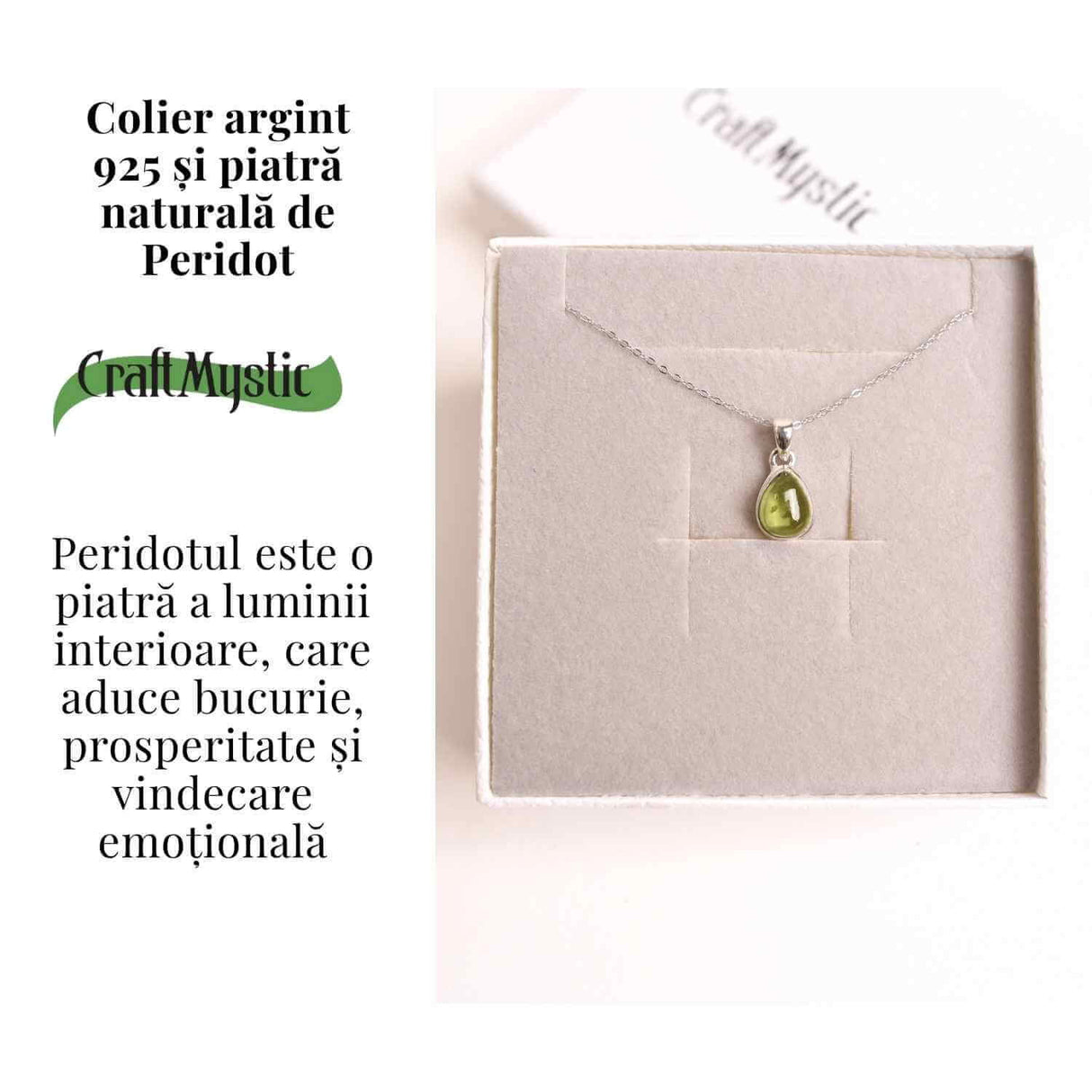 Colier Argint 925 cu Peridot Natural Oval - Lumina Interioara si Energie Pozitiva