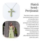 Colier Argint 925 cu Crucifix din Peridot Natural si Zirconiu - Simbol al Prosperitatii, Vitalitatii si Armoniei Interioare