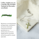 Colier Argint 925 cu Crucifix din Peridot Natural si Zirconiu - Simbol al Prosperitatii, Vitalitatii si Armoniei Interioare