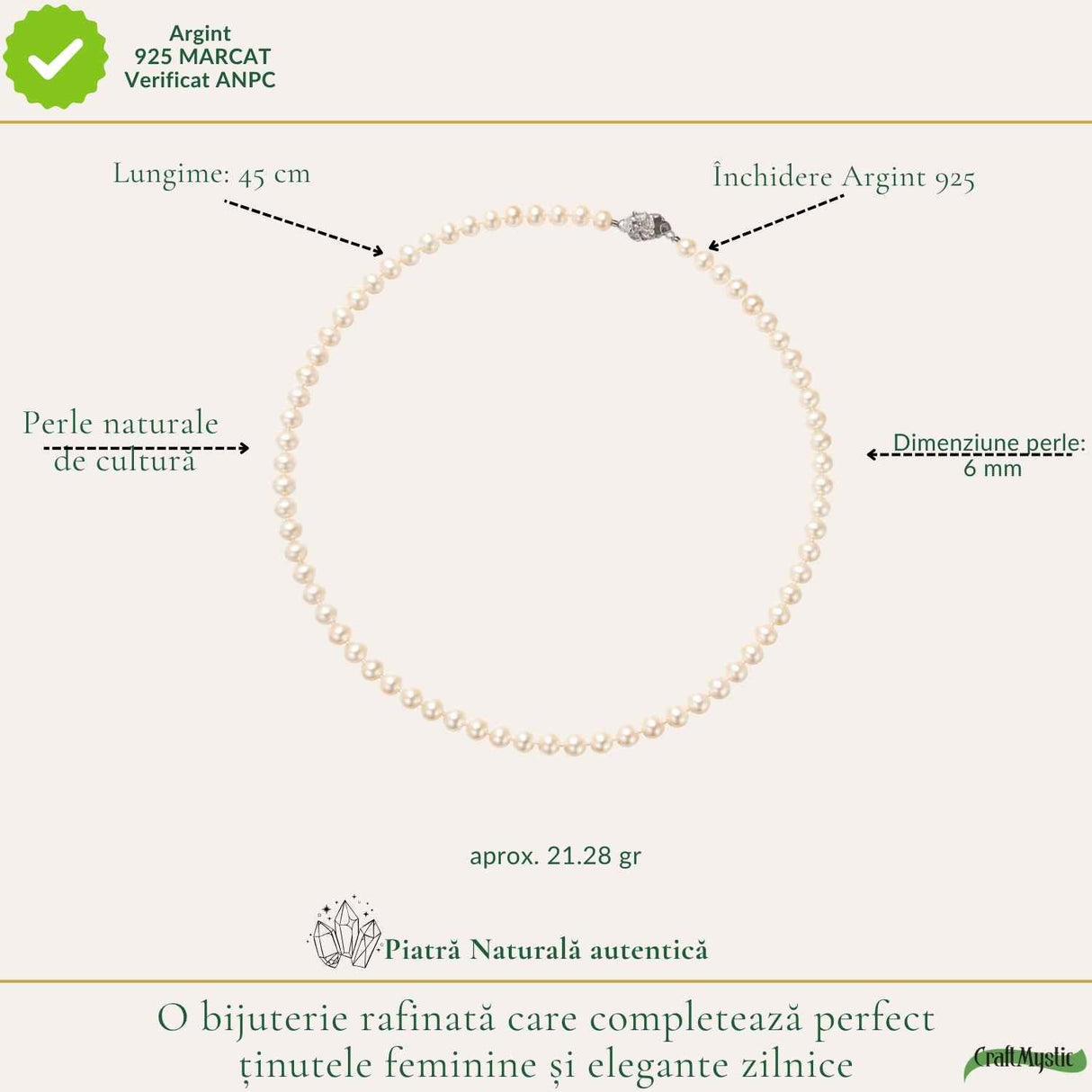 Colier Argint 925 cu Perle Naturale de Cultura – Delicatete si Eleganta Feminina