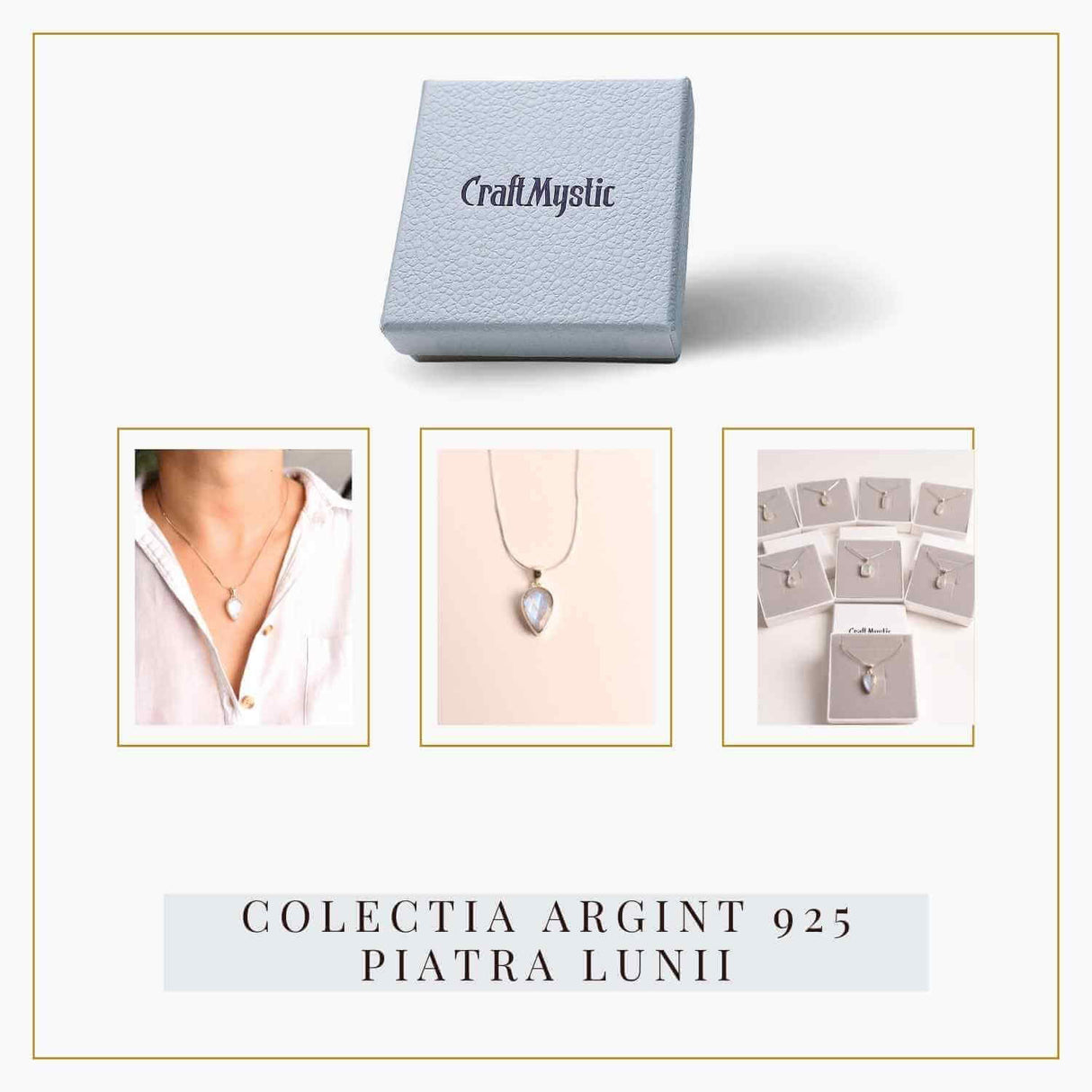 Colier Argint 925 cu Piatra Lunii Curcubeu Fatetat - Bijuterie pentru Echilibru Emotional, va4 - 3.2-3.8 gr