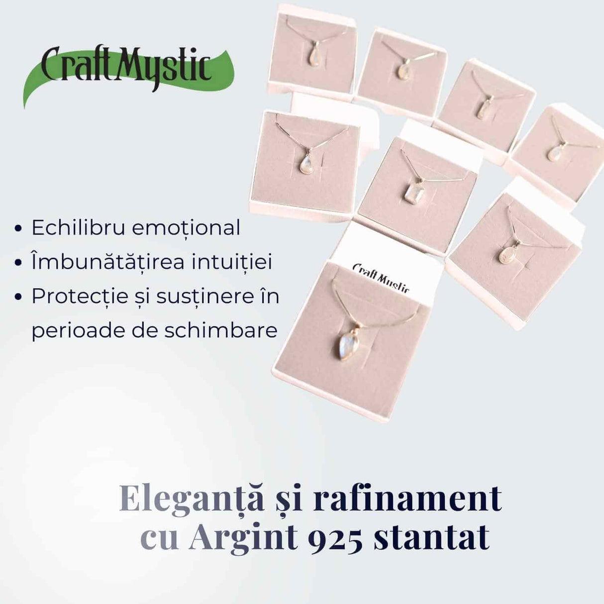 Colier Argint 925 cu Piatra Lunii Fatetat gr 3.18