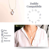 Colier Argint 925 cu Piatra Lunii Curcubeu Fatetat - Bijuterie pentru Echilibru Emotional, va4 - 3.2-3.8 gr