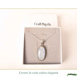 Colier Argint 925 cu Piatra Lunii Oval Mare – Echilibru si Intuitie Profunda