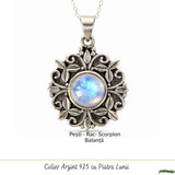 Colier Argint 925 cu Piatra Lunii Floare – Feminitate si Echilibru Interior