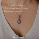 Colier Argint 925 Floare cu Piatra Lunii si Topaz Albastru – Echilibru si Claritate